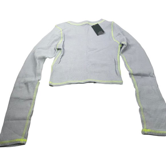 Wild Fable Women's Size XS Long Sleeve Slim Fit Baby Ribbed Tee Shirt Blue New - Picture 2 of 13